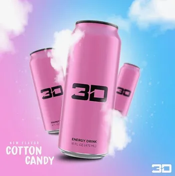 3D Pink Cotton Candy energy drink    